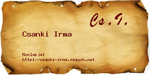 Csanki Irma névjegykártya